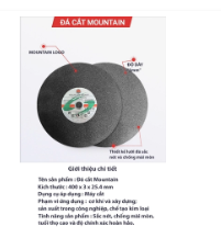 Đá cắt Mountain 400 x 3 x 25.4mm - Vật Liệu Đá Mài Minh Đạt - Công Ty TNHH Minh Đạt Long An